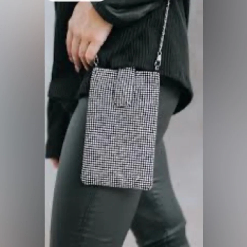 Rhinestone Cell Phone crossbody purse with chain Sparkle Bling